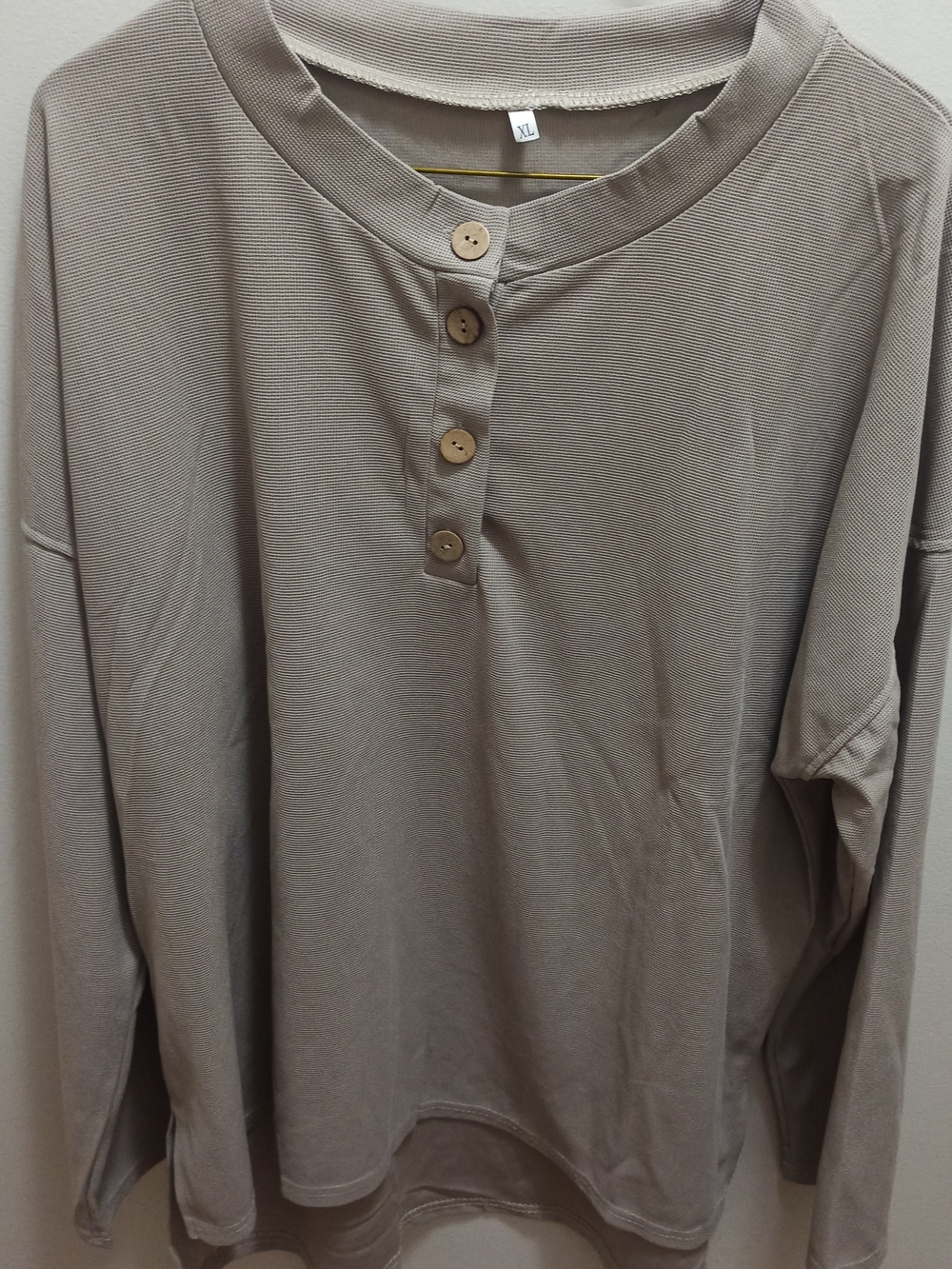 Men's Long-Sleeve Henley Shirt in Taupe